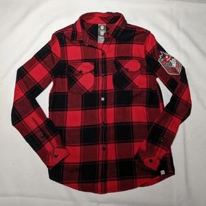 Team Canada 2018 Red Plaid Button Down Shirt XS